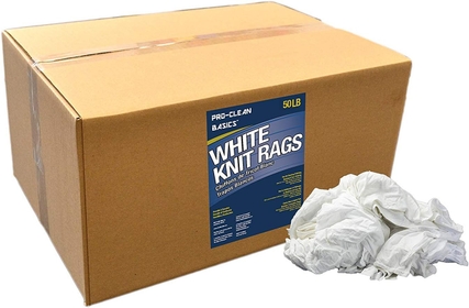 99362 Premium Supreme Quality Smooth Jersey Die Cut Cleaning T-Shirt Cloth Rags, Lint Free, White, 50 lb Box