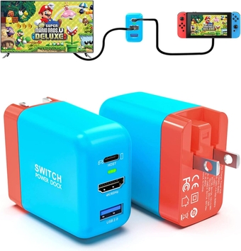 Portable Switch Dock Charger for Nintendo Switch - 36W TV Docking Station with 4K HDMI, USB-C PD Fast Charging, USB 2.0 - Full-Featured USB-C Cable Included