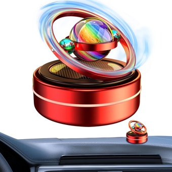 Solar Rotating Aromatherapy Rotating Car Diffuser Dashboard Ornaments Solar Car Air Freshener with 6 Aroma Tablet Solar Car Air Freshener Auto Spin Car Air Purifier for Car Vehicle Home Office Red