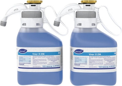 Diversey II 256 5019317 Disinfectant Cleaner and Deodorant, Hospital Grade Floor Cleaner with Mint Scent, SmartDose Concentrate, 1.4-Liter (Pack of 2)
