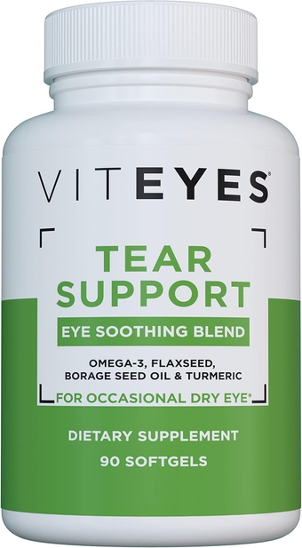 Tear Support Eye Soothing Blend, Occasional Dry Eye Supplement, No Eye Drops, Redness Relief, Eye Vitamin, Allergy Support for Itchy Eyes, Omega-3 Fish Oil, 90 Softgels