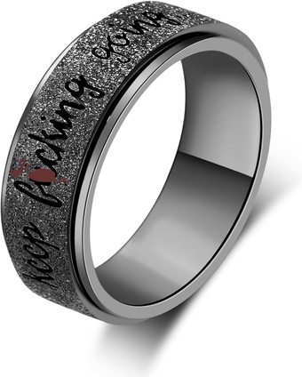 Fidget Ring Women for Anxiety Ring：Personalized Inspirational Mantra Stainless Steel Silver Spinning Ring for Men Women Friend Encouragement Gift size 6 7 8 9 10