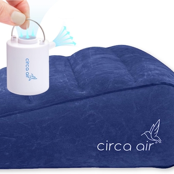 Inflatable Wedge Pillow (Blue 27”) and Mini Pump Bundle - Travel Wedge Pillow for Sleeping, GERD, Snoring, or Acid Reflux + Rechargeable USB Mini  Pump, Small Portable Travel Pump