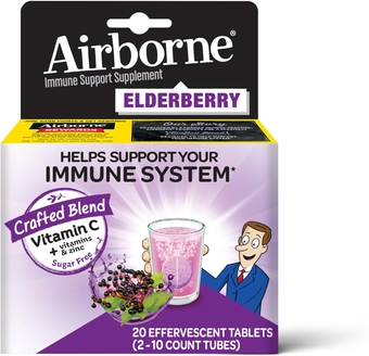 Elderberry + Zinc & Vitamin C Effervescent Tablets, Immune Support Supplement With Powerful Antioxidant Vitamins A C E, 20 Fizzy Drink Tablets, Elderberry Flavor