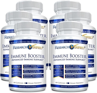 Immune Booster - Strengthen and Boost Immune System - Vitamins A, C, & E, Echinacea Powder, and Mushroom Complex - 360 Capsules - Vegan - Made in The USA