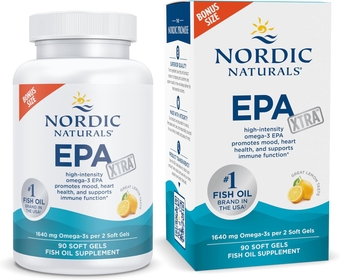 EPA Xtra, Lemon - 90 Soft Gels - 1640 mg Omega-3 - High-Intensity EPA Formula for Positive Mood, Heart Health & Healthy Immunity - Non-GMO - 45 Servings