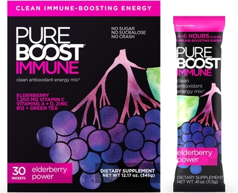 Immune Clean Energy Drink Mix: Immunity Supplement with Elderberry, 1200 mg Vitamin C, Vitamins A + D, Zinc., 28 Vitamins, Minerals and Supernutrients (Elderberry Power, 30 Count)