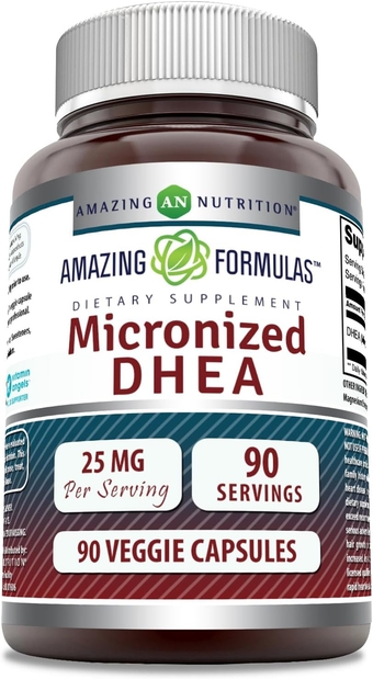 Formulas Micronized DHEA 25mg 90 Veggie Capsules Supplement | Non-GMO | Gluten Free | Made in USA | Ideal for Vegetarians | Dehydroepiandrosterone Capsules for Men & Women