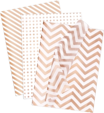 Tissue Paper Bulk, 30 Pcs Metallic Rose Gold Tissue Paper for Gift Bags Gift Wrap, Sparkly Wave Stripe Tissue Wrapping Paper for for Birthday, Wedding, Christmas, Valentines, 19.7 x 13.8 in
