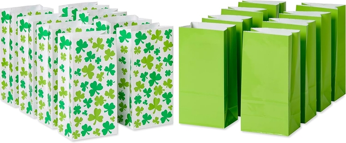 10" 16-Count Lunch Bags, Green Shamrocks