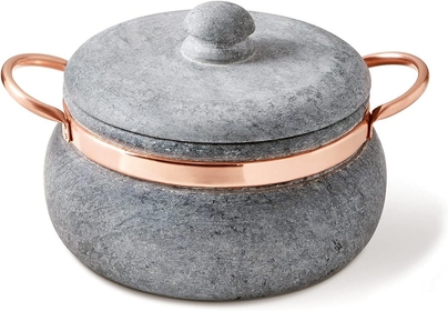 2.1 quarts Dutch oven with copper handles | Handcrafted from a block of pure soapstone | Unique, durable and eco-friendly | Non-toxic and Non-stick | THE GREEN ALTERNATIVE TO CAST IRON