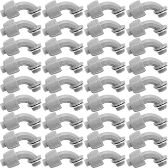 Liquid Tight Connector Flexible Non Metallic Electrical Conduit Connector Fitting 90 Degree Electrical PVC Conduit Fittings for Home Kitchen Bathroom Tube Tool Supplies (36 Pieces, 1/2 Inch)