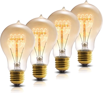 Edison Bulbs, Vintage Light Bulbs, 40W Edison Light Bulb, A19 E26 Dimmable Decorative Amber Antique Filament Light Bulbs, 4 Pack