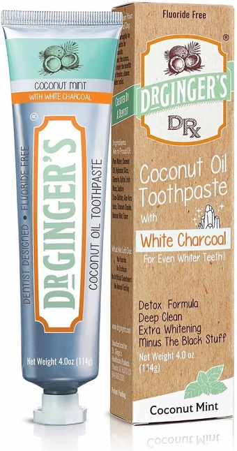 Coconut Oil Toothpaste with White Activated Charcoal, All-Natural Whitening Power, Enamel-Safe, Reduces Plaque & Gum Sensitivity, Fluoride-Free, Coconut Mint Flavor, 4oz, 1ct