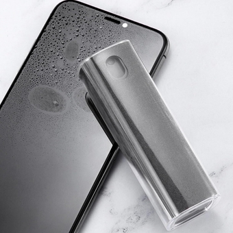 Portable 10ml Touchscreen Mist Cleaner, Reusable Separable Bottle, 2 in 1 Spray and Wipe Design, Microfiber Cleaning Cloth, Suitable for Mobile Phones, iOS Tablet, PCs (Gray)