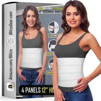 12", 4 Panels Postpartum Belly Band & Abdominal Binder, Compression Wrap Support Belt for Post Surgery Recovery, Hernia, C-Section, Stabilize Core, Prevent Injury and Improve Muscle Tone. S-M