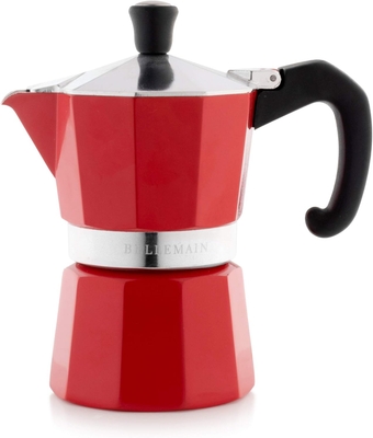 Stovetop Espresso Maker Moka Pot (Red, 3 Cup)