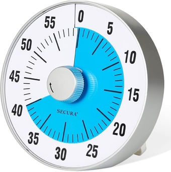 7.5-Inch Oversize Visual Countdown Timer, 60-Minute Kitchen Timer | Time Management Tool for Kids, Teachers and Adults (Blue)
