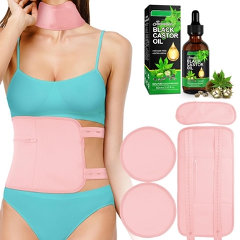 Castor Oil Pack for Liver Kit, Castor Oil Organic, Castor Oil Pack Wrap for Waist and Neck, Reusable Castor Oil Pack Kit, Cotton Flannel & Soft Tie
