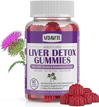 Liver Cleanse Detox & Repair Gummies — 1500mg Silymarin Milk Thistle Supplement with Artichoke Extract Liver Heal...