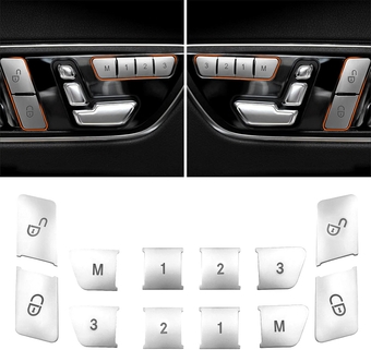 Compatible with Mercedes Benz Door Lock Button Cover and Seat Memory Button Cover Sticker Door Button Covers for B-Class W246,C-Class W204,E-Class W212,ML W166,CLA,GLK X204,GL X166,CLS (12PCS)