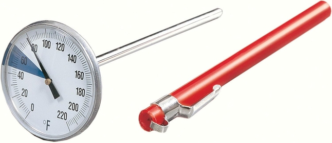 Instant-Read Thermometer with Storage Sleeve, 5.75 x 1.75 x 1.75 inches, Red