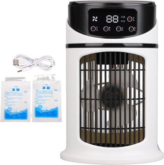 Portable Mini USB Air Conditioner, Timing Function Low Noise Mobile Multifunction Air Cooler Fan, Water Cooling Fan for Office Home