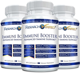 verified Immune Booster - Strengthen and Boost Immune System - Vitamins A, C, & E, Echinacea Powder, and Mushroom Complex - 180 Capsules - Vegan - Made in The USA