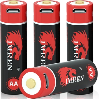 USB Rechargeable AA Lithium Batteries, 2800mWh(1900mAh) USB AA Lithium ion Rechargeable Battery 1.5V,2 Hours Quick Charge,4-in-1 USB Charging Cable,Over 1200 Cycles,4 Pack