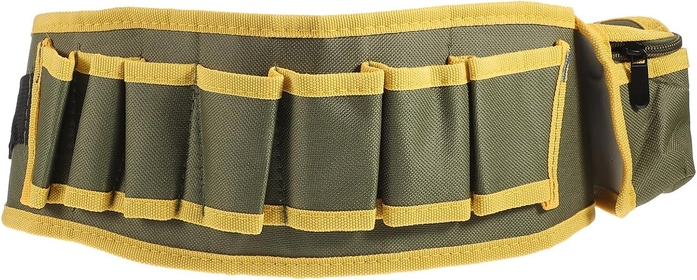 Tool Belt for Electrician, Carpenter, Construction Worker-Adjustable Utility Tool Belt,Waist Pouch, Bag Lid, Hammer Holder-Rope Belt, Garden Apron (Yellow Green)