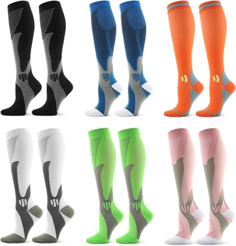 Medical Compression Socks for Men wide calf， 20-30mmHg 6 Pair Ideal for Varicose Veins, Post-surgery, Swelling, Nurse, Pregnancy,diabetics,walking