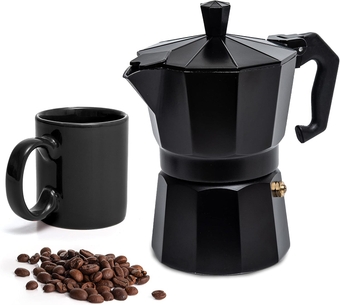Aluminum Moka Stove Coffee Maker With Coffee Mug, Moka Pot Coffee Maker for Gas, Electric Stove Top, Classic Italian Coffee Maker, Espresso Greca Coffee Maker, Percolator 3 Espresso Cup 5 oz