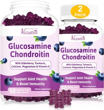 Sugar Free Glucosamine Chondroitin MSM Gummies - Glucosamine Gummies with Turmeric & Boswellia, Support Cartilage, Joint Structure & Tissue, Joint Support Supplement for Men and Women - 120 Cts