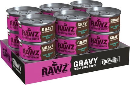 Natural Premium Minced Canned Cat Food in Gravy from Bone Broth - Made with Real Meat Ingredients No BPA & Gums - (3 Ounce Cans) (Pack of 18), Tuna & Mackerel
