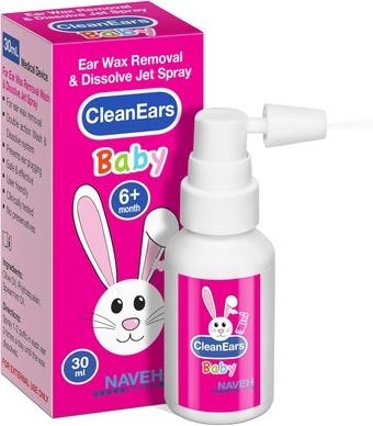 CleanEars Baby | Ear Wax Removal Kit Spray Ear Wax Softener Cleaner Ear Irrigation and Wax Dissolution | All-Natural Formula | Nonirritant – for Kids and Adults | 1 Fl Oz