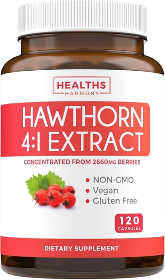 Hawthorn Berry Capsules (4 Month Supply) High Strength Extract - Digestion & Heart Health Supplements - Concentrated from 2660mg Fresh Berries - Hawthorne Supplement for Men, Women - 120 Vegan Pills