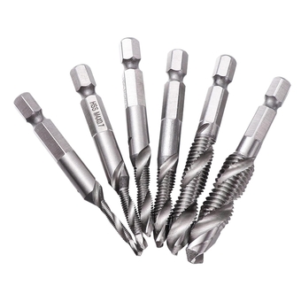 12 Pcs Drill Set high Steel Drill bits Drill Tap Bit Tool Spiral Screwdriver Bits Hex Countersink Tap Step Drill bit Screw Tapping Tool Silk Tapping high Speed Steel Multifunction