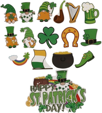 32pcs Shamrock Cake Insert Appetizer Pick Shamrock Cupcake Toppers Irish Party Favor Dessert Picks Cupcake Cups St. Patrick s Day Cake Picks Gnome Letter Cake Box Paper