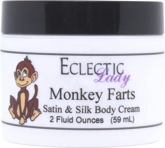 Monkey Farts Satin and Silk Cream, Body Cream, Body Lotion, 2 oz - Shea Butter, Aloe, Silk Amino Acids, Vitamin E, Phthalate-Free, Handcrafted in USA - Perfect For Women