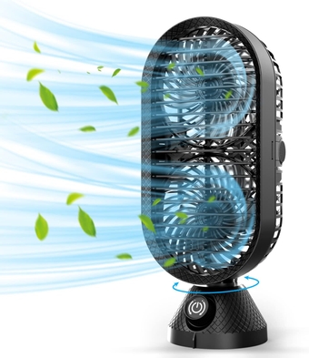 Desk Fan Oscillating Fan, Portable USB Tower Fan with Stepless Speed, Dual Air Circulation,120° Oscillation, 11 inch Personal Quiet Table Cooling Fan for Home Office Bedroom Desktop