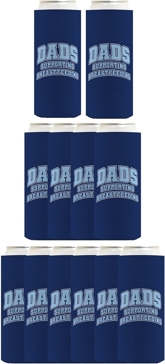 Mom Maternity Gifts Dads Supporting Breastfeeding Breastfeeding 12-Pack Ultra Slim Can Coolies Blue