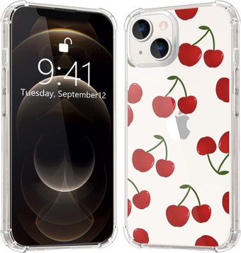 Delicious Cherry Friut Pattern Clear Case Designed for iPhone 13 Pro Max, Transparent Soft TPU Four Shockproof Corner Not-Yellowing Anti-Scratch Cases Compatible with 13 Pro Max for Girls Women