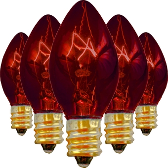 Christmas Light Bulbs Transparent Clear Twinkle Flashing Blinking Box of 25 C7 E12 Roof Holiday Tree Home Decorating Incandescent Outdoor Lighting (Red)