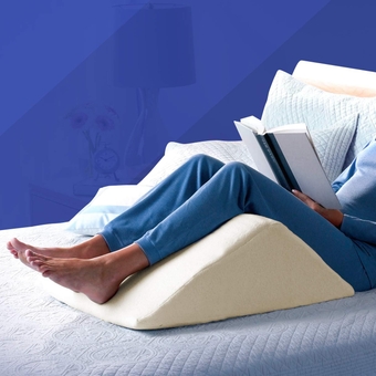 The Angle Wedge Pillow for Sleeping | Medical Quality Memory Foam Pillow | Triangle Pillow Wedge for Legs | Knee Wedge Pillow | (Sherpa Cover, Size Small)
