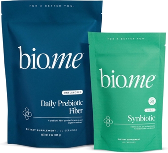 Daily Prebiotic Fiber & Synbiotic Bundle - Fiber Powder for Digestive Health & Bloating - Pre, Pro, Postbiotic for Gut Health & Immune Support, Non-GMO, Gluten Free - 30 Servings, 60 Capsules