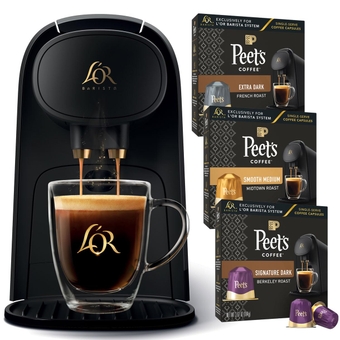 Barista System Coffee and Espresso Machine with 30 Peet's Cafe Collection Coffee Pods