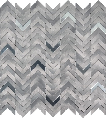 Grey Peel and Stick Backsplash Herringbone Tile, Self Adhesive Aluminum Brushed Metal Surface Stick on Wall Tiles for Kitchen Fireplace (Sample)