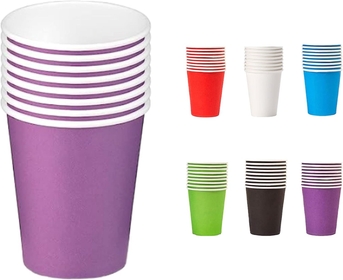 8oz Disposable Paper Cups, Thickened Paper Style, Hot/Cold, Beverage Drinking Cups for Water, Coffee, Juice or Tea, Ideal For Party, Home, BBQ, Office or Travel- Purple