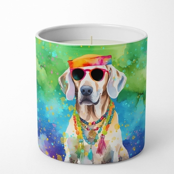 Weimaraner Hippie Dawg Decorative Soy Candle Nature Soy Wax Essential Oil Home Decor Ideal for Bedroom Kitchen Bath Office Gift, 10 oz
