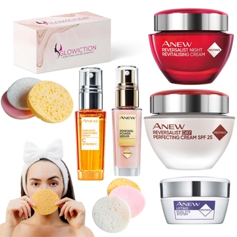 Anew Reversalist Day Cream moisturiser for face SPF25,Skin Care,Reversalist Night Cream,Lifting Dual Eye Cream,C Vitamin Serum,Protinol Power Serum,Facial Skin Care Sponge,Full Facial Care Set